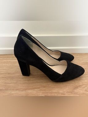 Cole Haan Classic Black Suede Block Heel Pumps - Women 7
